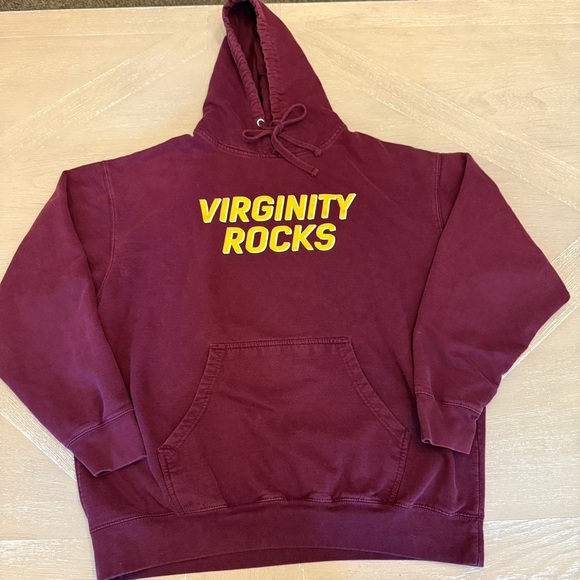 Oversized Burgandy and Yellow Long Sleeve Sweatshirt Virginity Rocks - Picture 1 of 7
